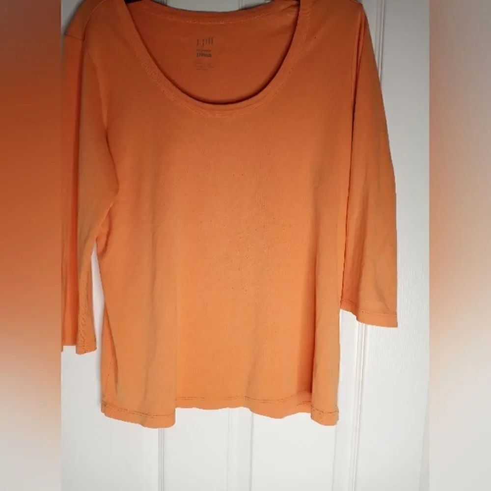 J. JILL Top Size Large Pima Cotton Ballet Sleeve Tee Orange Women’s